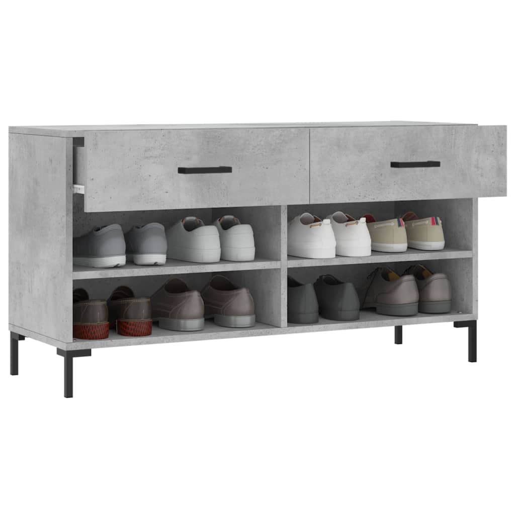 skobænk 102x35x55 cm konstrueret træ betongrå