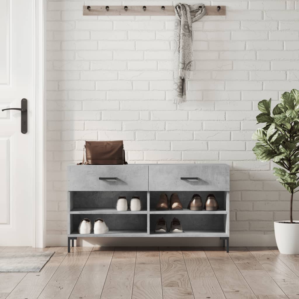 skobænk 102x35x55 cm konstrueret træ betongrå