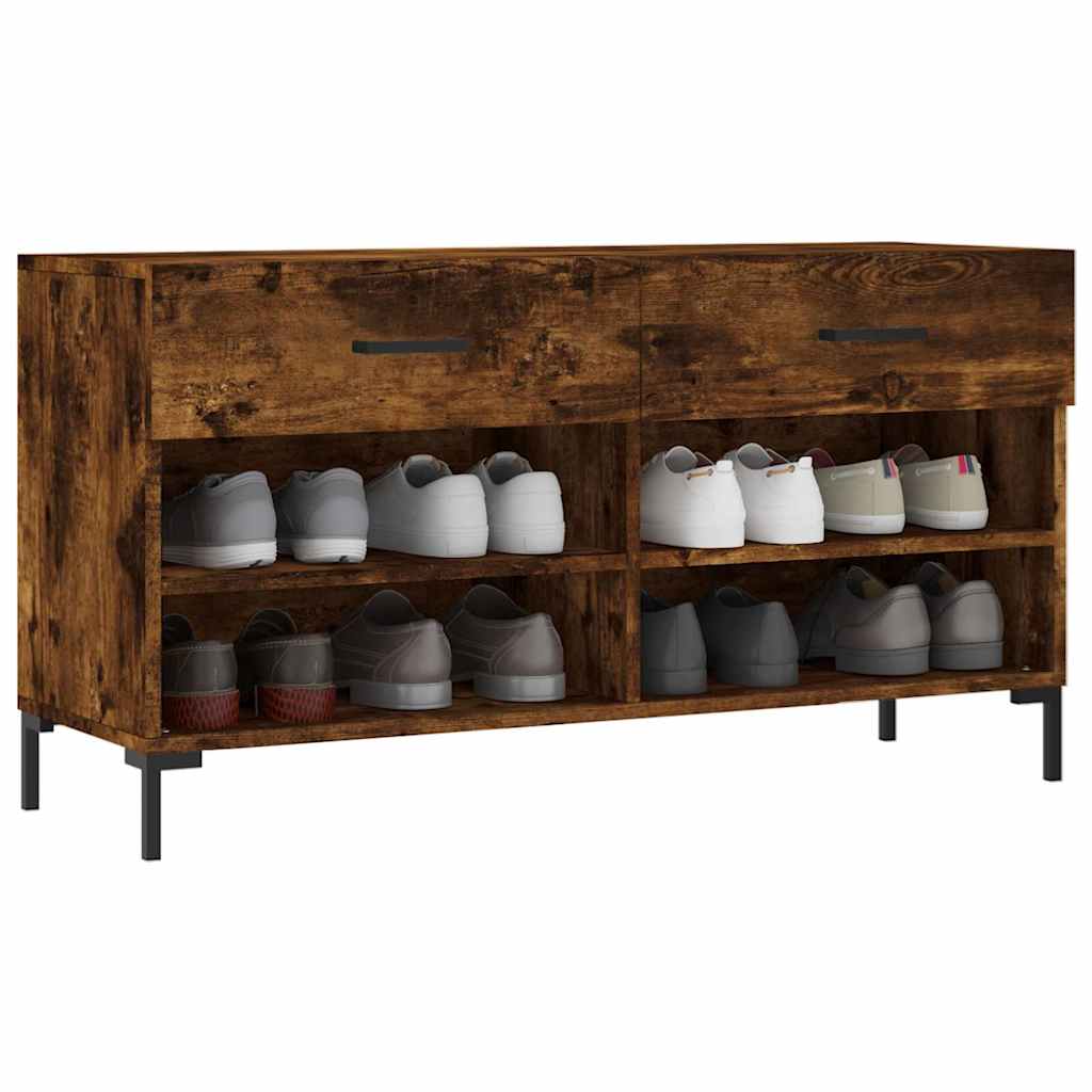 skobænk 102x35x55 cm konstrueret træ røget egetræsfarve