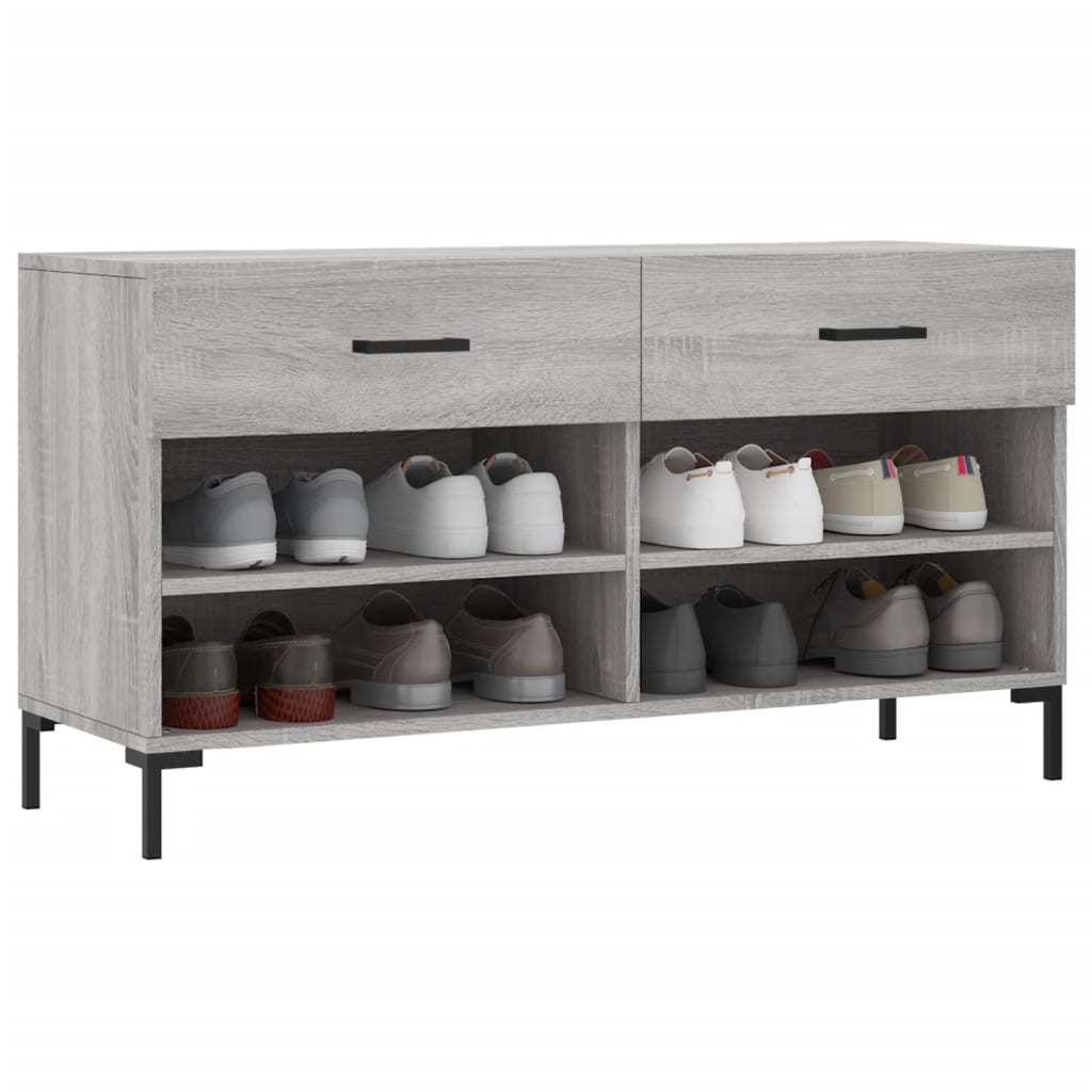 skobænk 102x35x55 cm konstrueret træ grå sonoma-eg