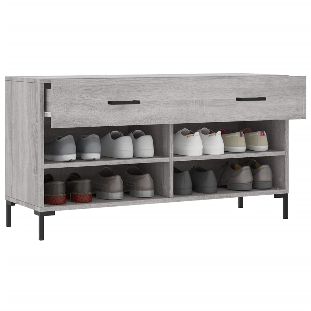 skobænk 102x35x55 cm konstrueret træ grå sonoma-eg