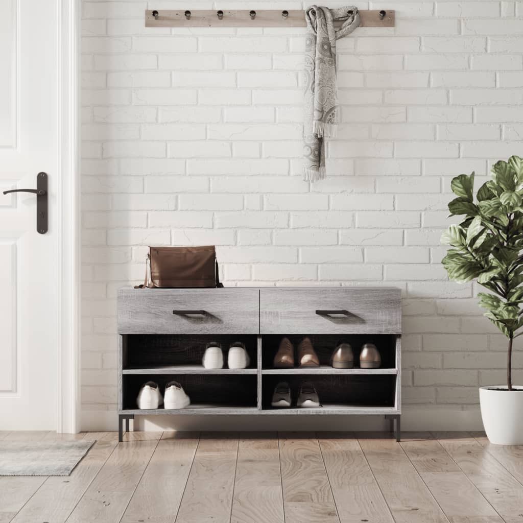 skobænk 102x35x55 cm konstrueret træ grå sonoma-eg
