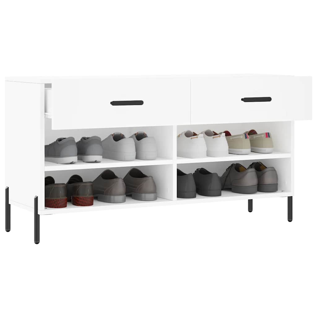 skobænk 102x35x55 cm konstrueret træ hvid