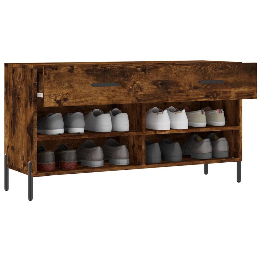 skobænk 102x35x55 cm konstrueret træ røget egetræsfarve