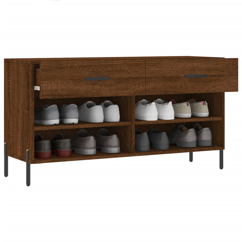 skobænk 102x35x55 cm konstrueret træ brun egetræsfarve