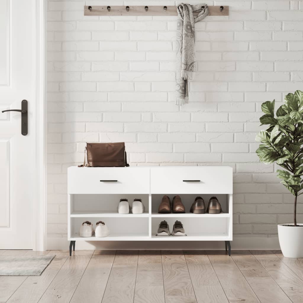 skobænk 102x35x55 cm konstrueret træ hvid
