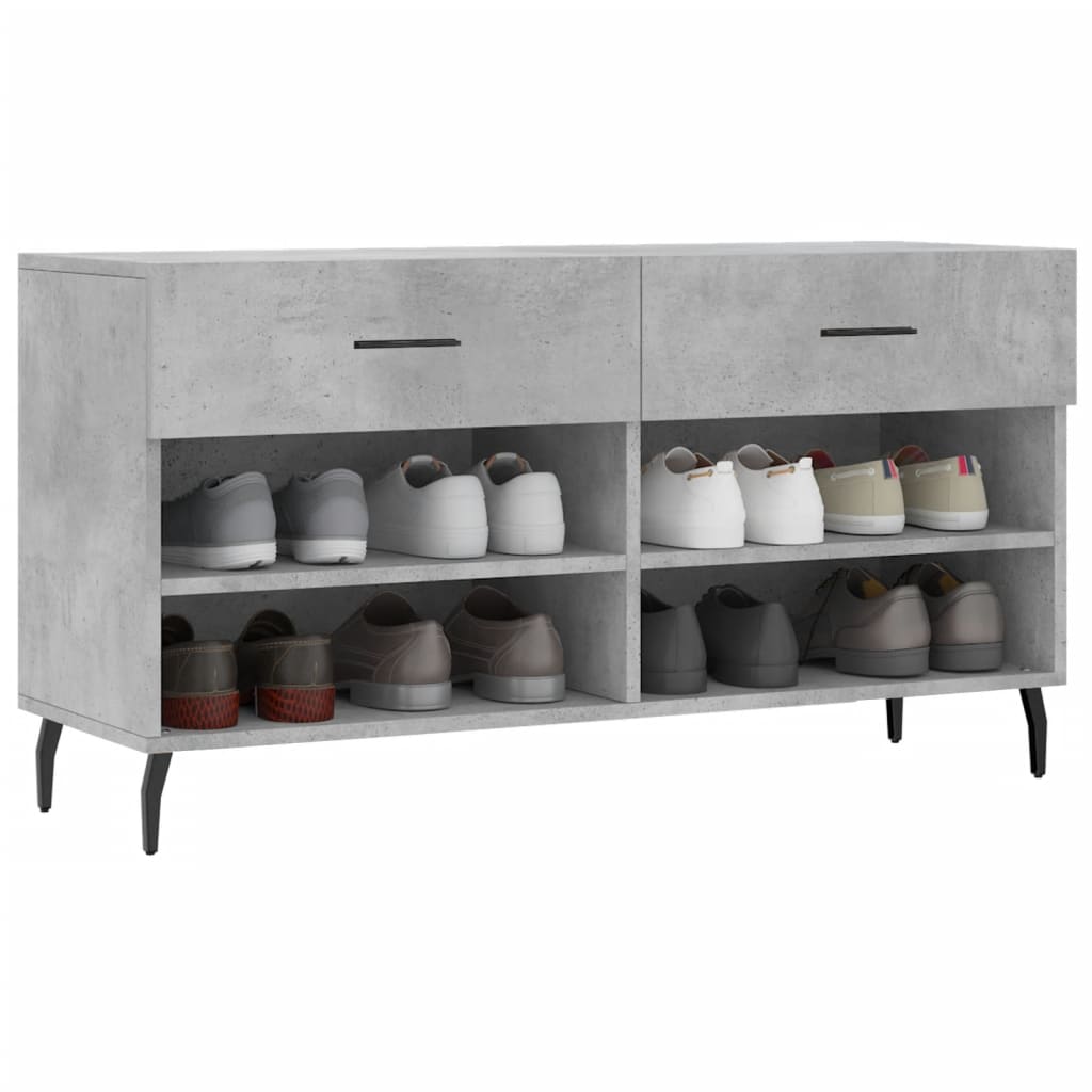 skobænk 102x35x55 cm konstrueret træ betongrå
