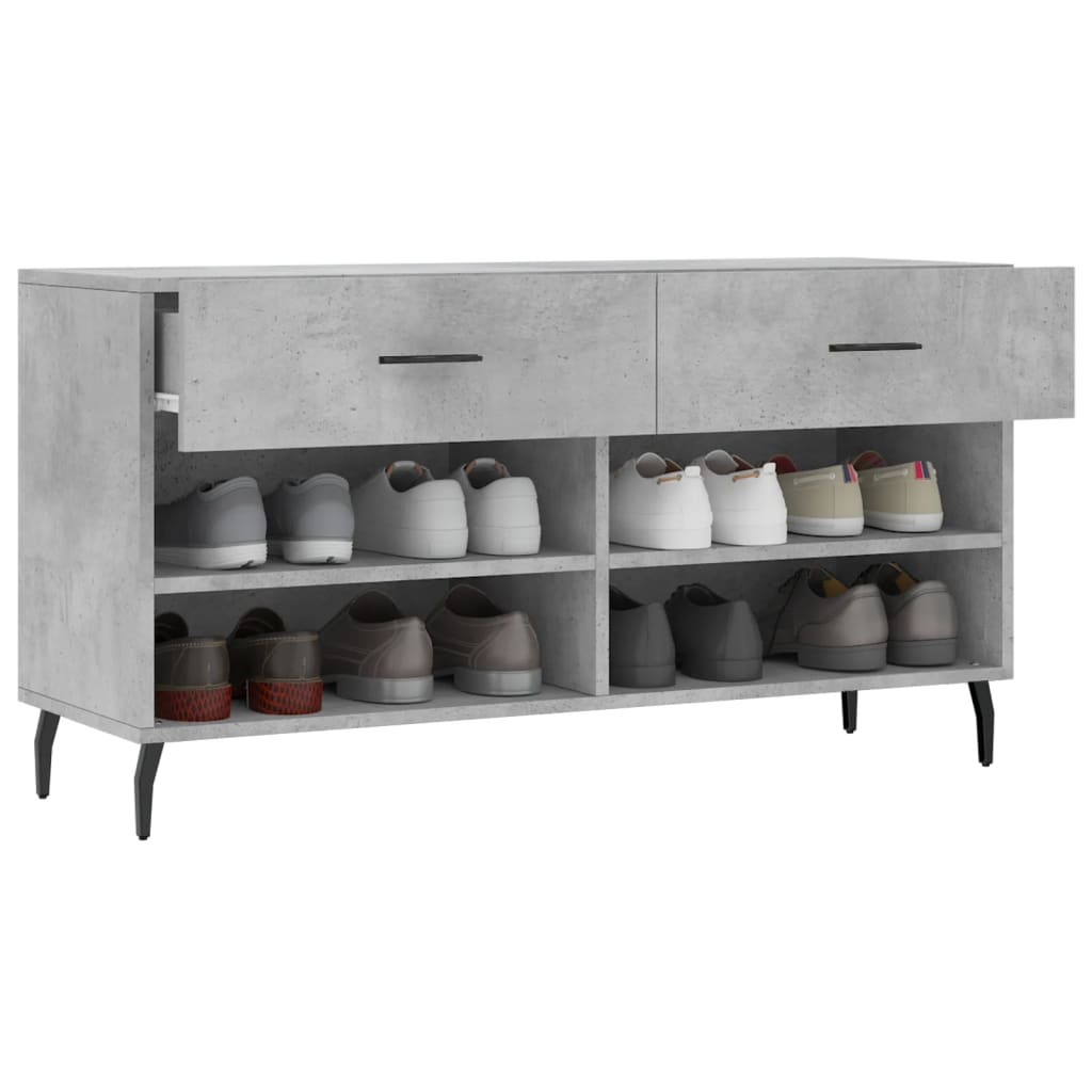 skobænk 102x35x55 cm konstrueret træ betongrå