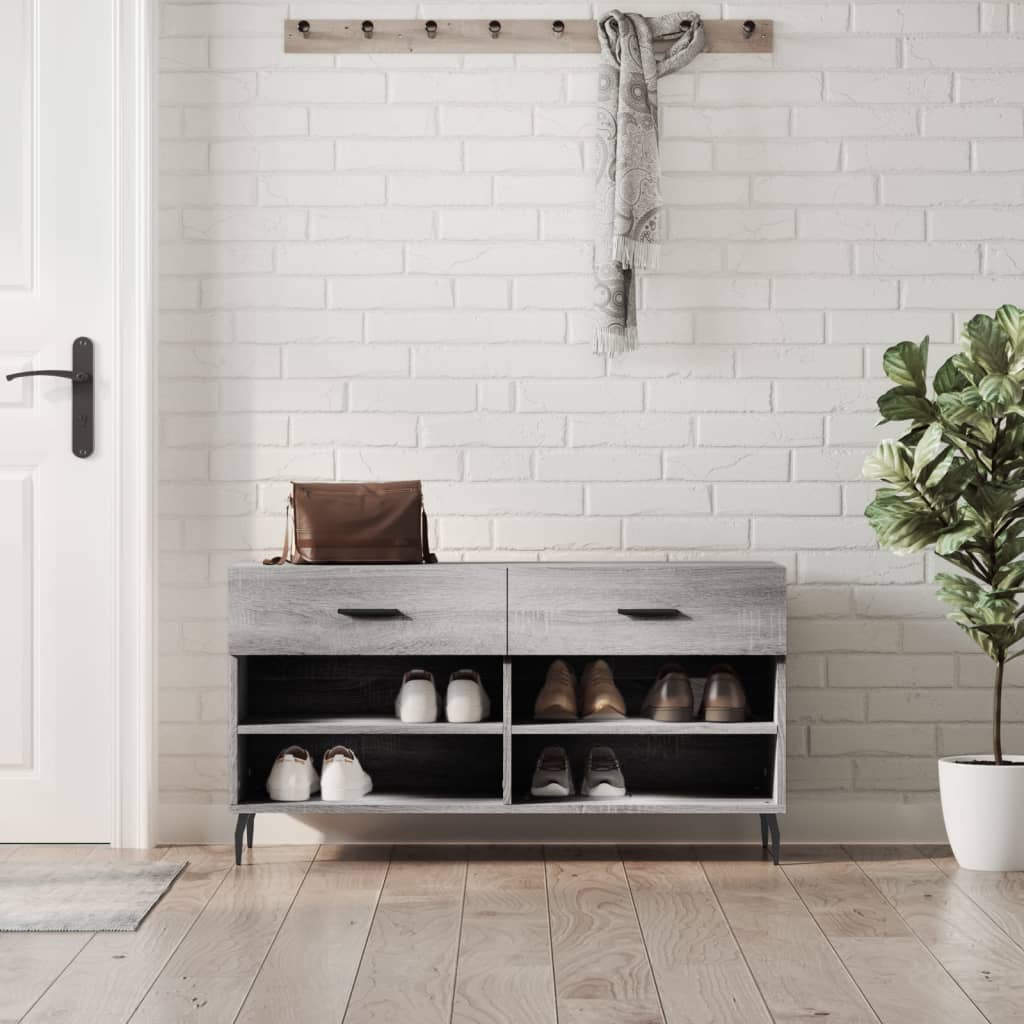 skobænk 102x35x55 cm konstrueret træ grå sonoma-eg