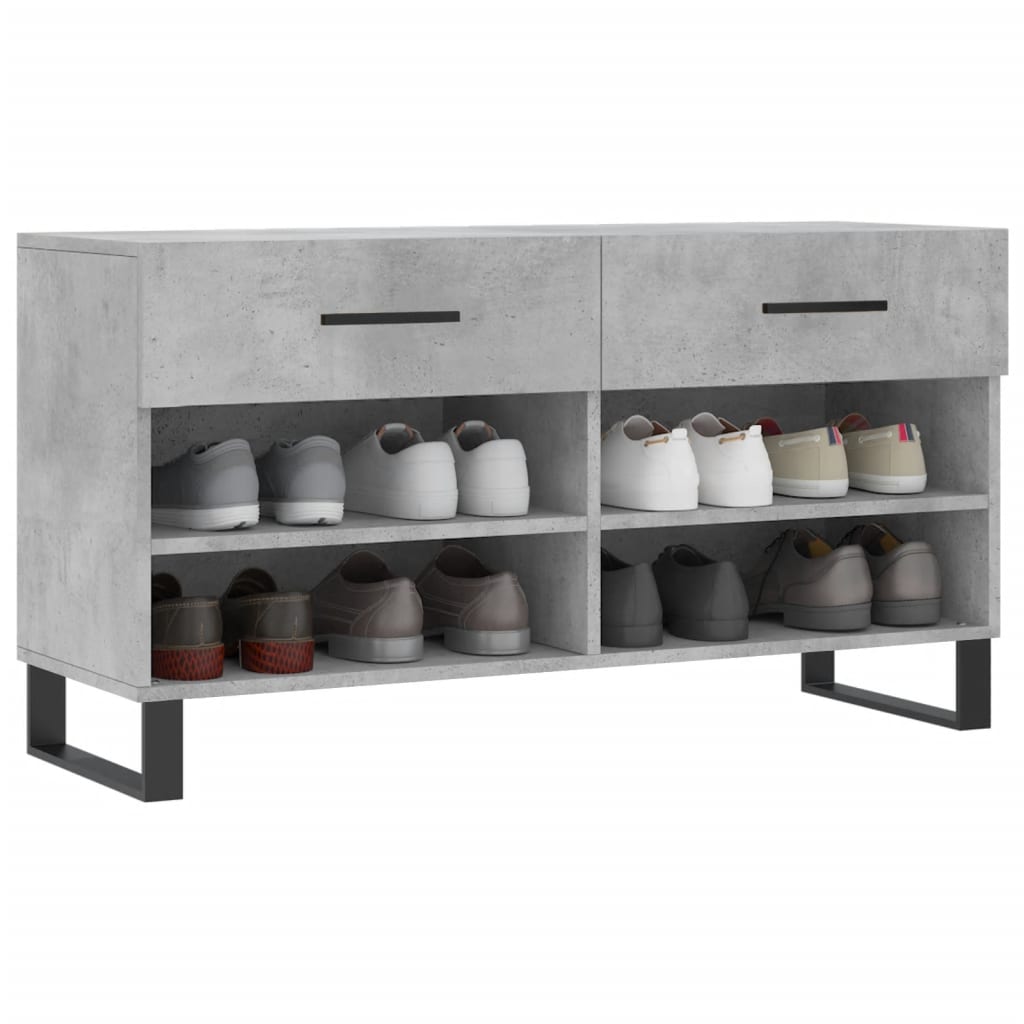 skobænk 102x35x55 cm konstrueret træ betongrå