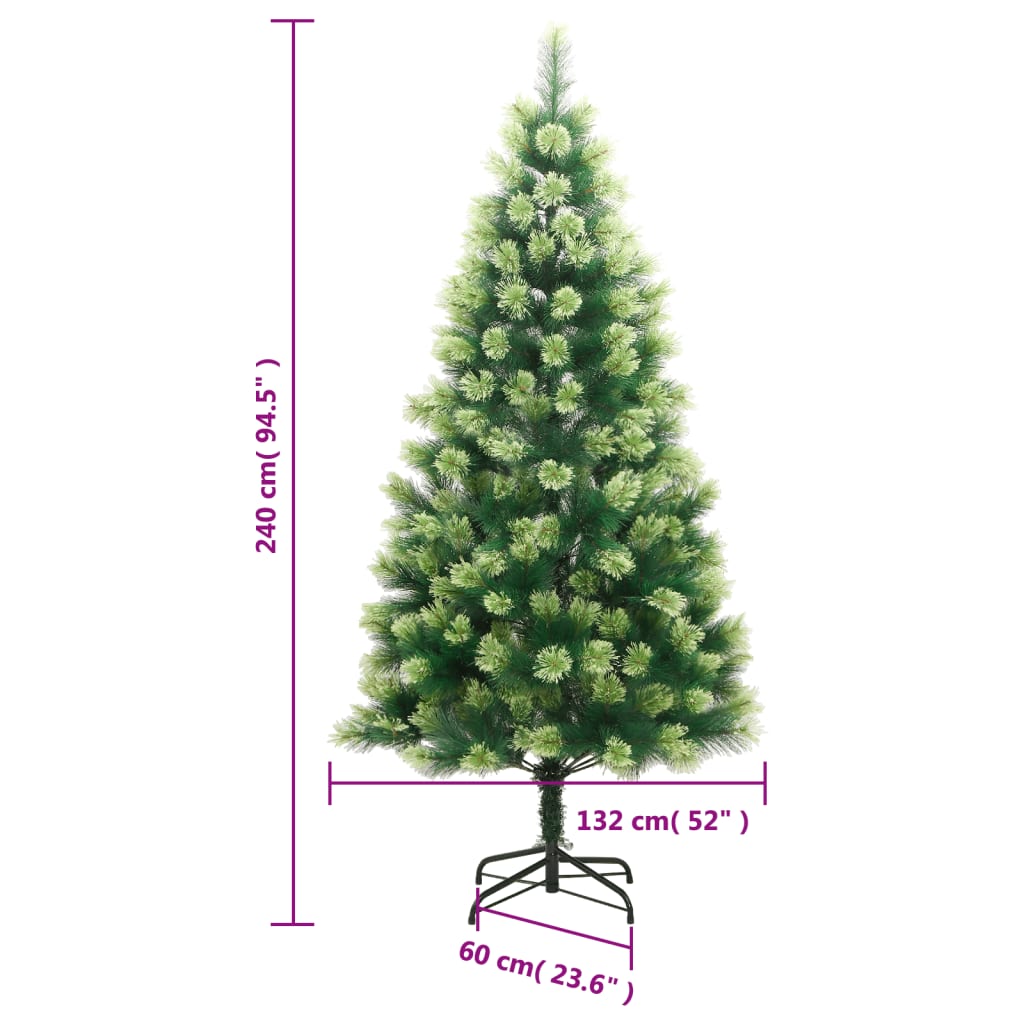 kunstigt juletræ med juletræsfod 240 cm hængslet
