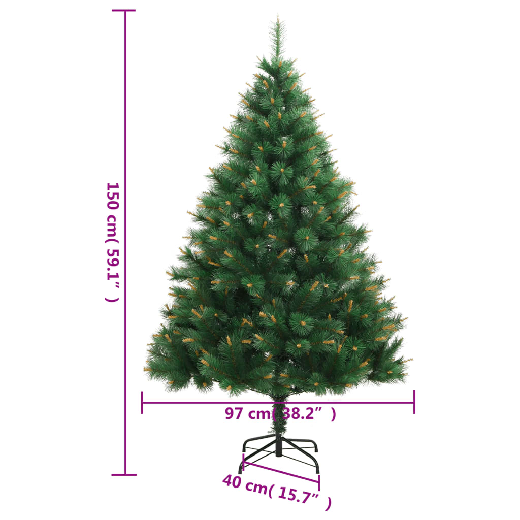 kunstigt juletræ med juletræsfod 150 cm hængslet