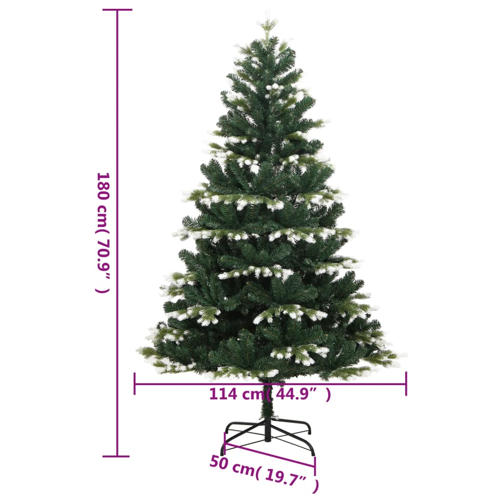 kunstigt juletræ med sne 180 cm hængslet