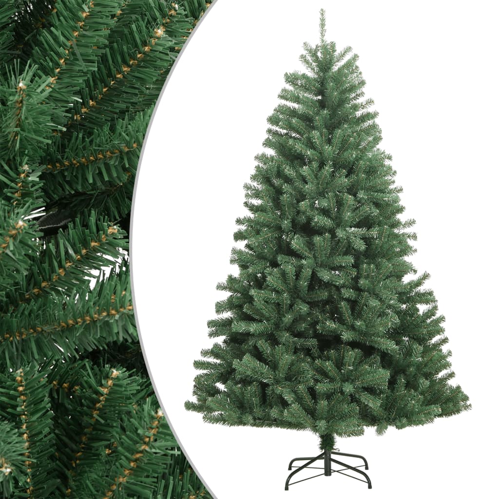 kunstigt juletræ med juletræsfod 150 cm hængslet grøn
