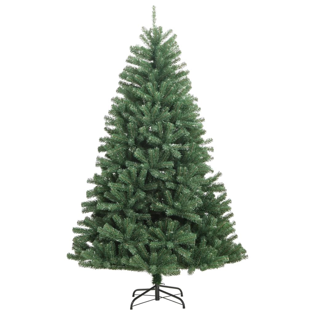 kunstigt juletræ med juletræsfod 150 cm hængslet grøn