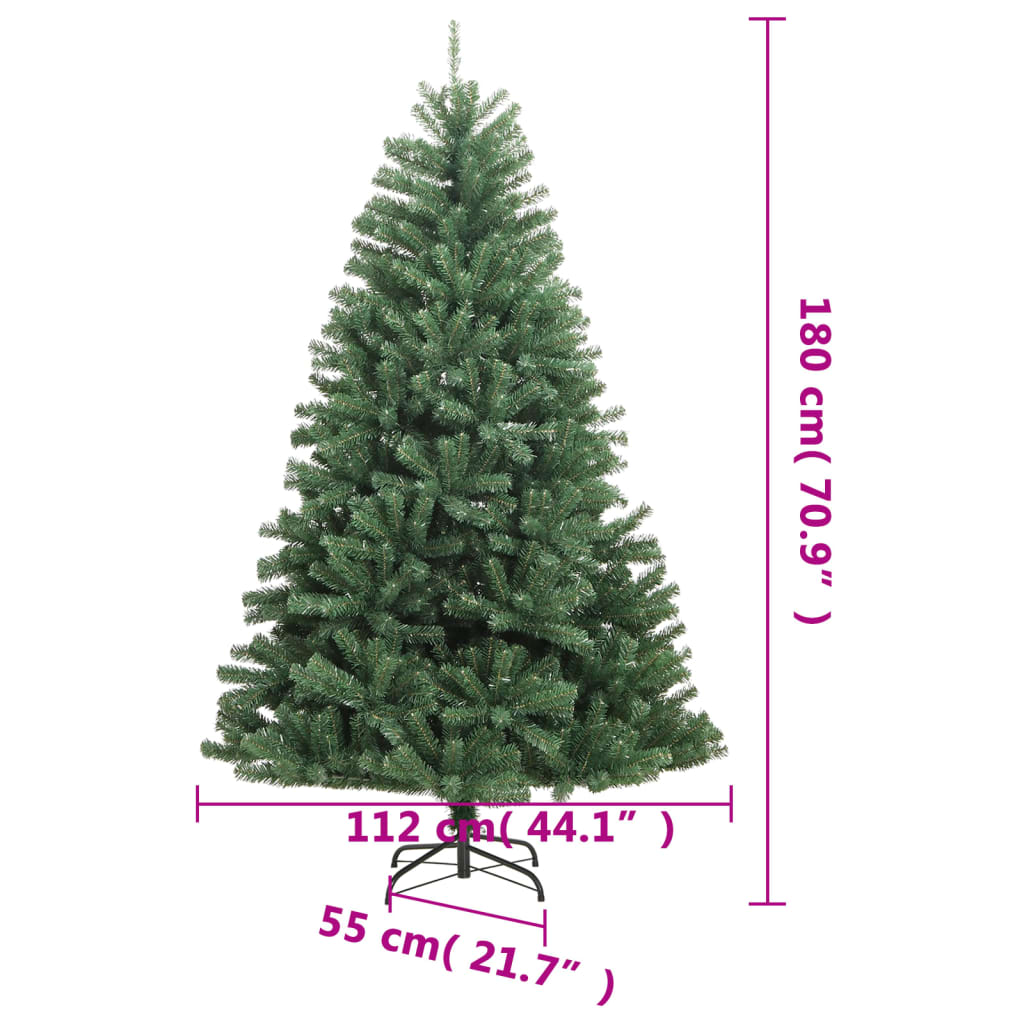 kunstigt juletræ med juletræsfod 180 cm hængslet grøn