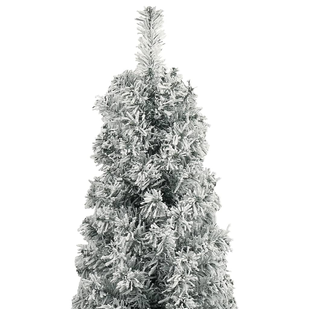 smalt juletræ med juletræsfod og sne 270 cm PVC