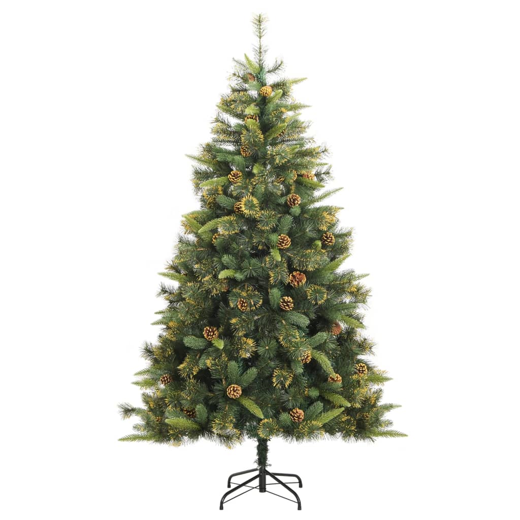 kunstigt juletræ med grankogler 180 cm hængslet