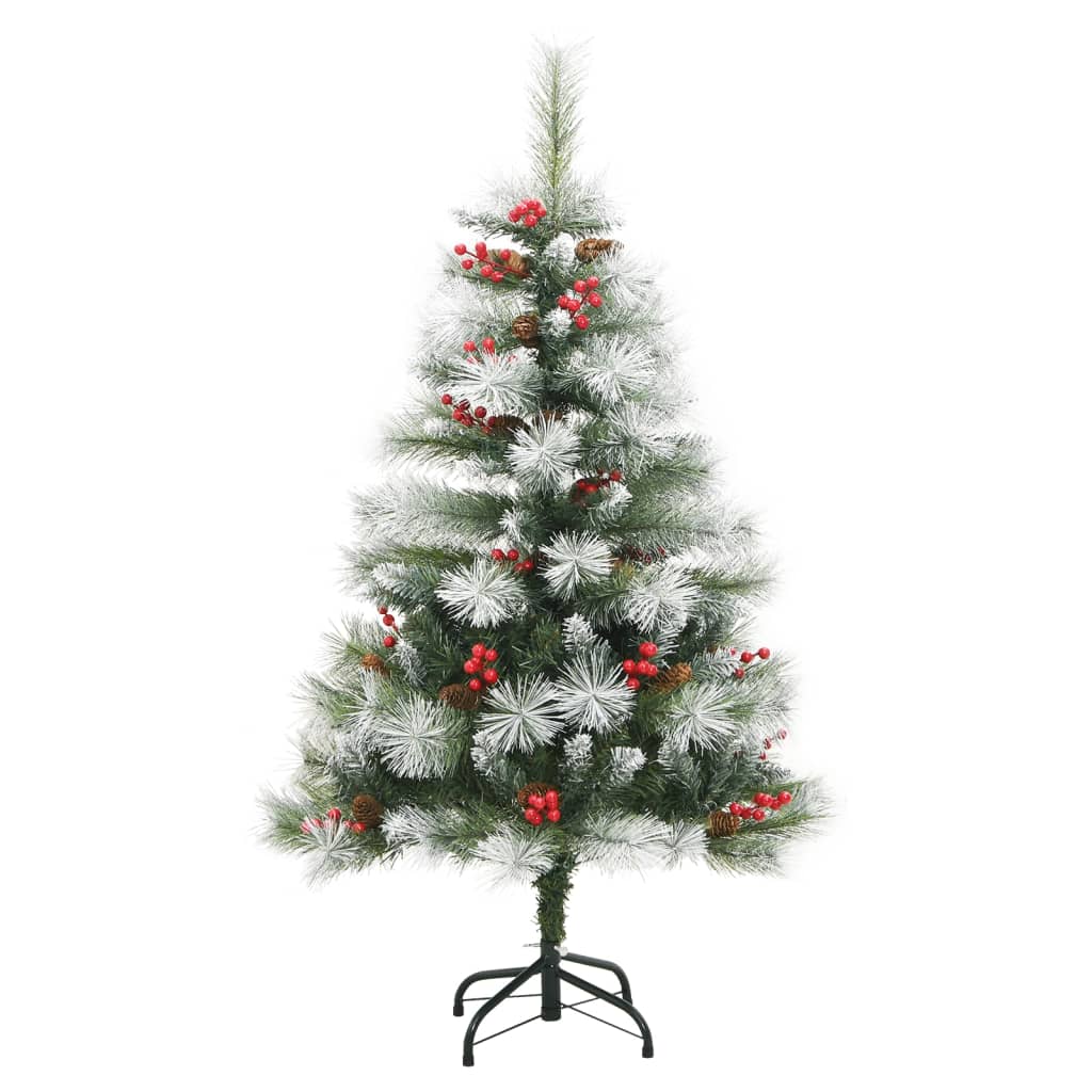 kunstigt juletræ med grankogler og bær 120 cm hængslet