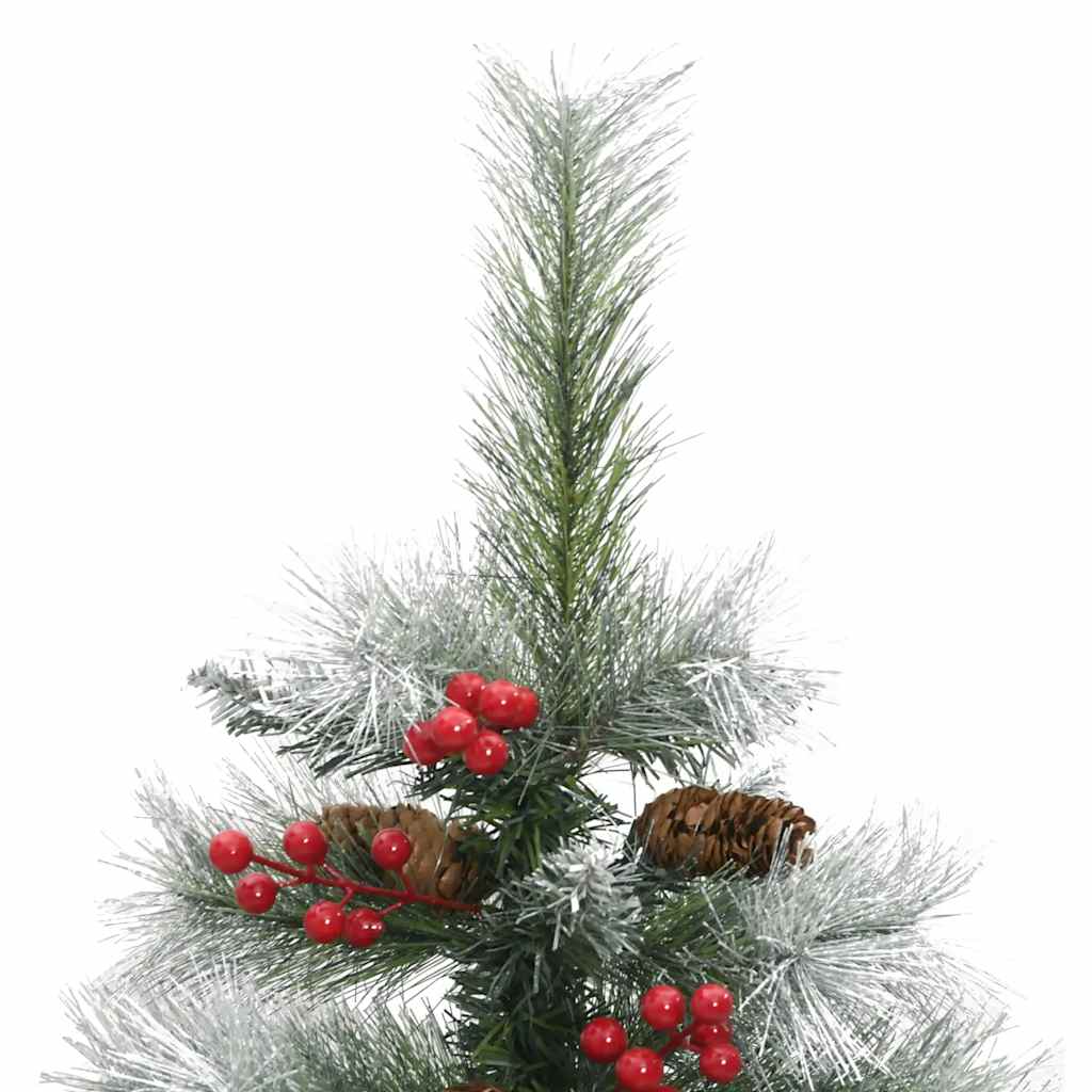 kunstigt juletræ med grankogler og bær 120 cm hængslet