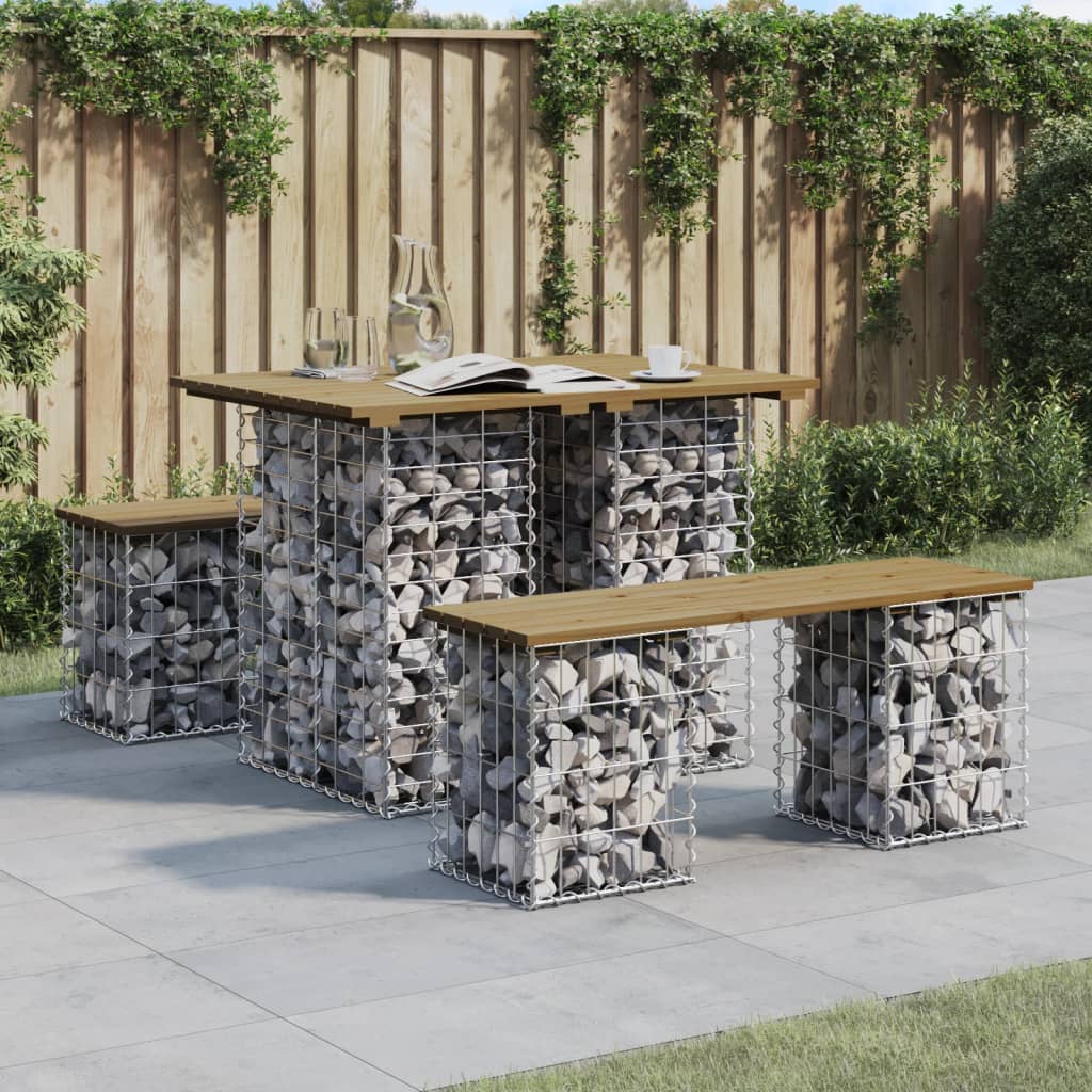 havebord gabiondesign 100x70x72 cm imprægneret fyrretræ