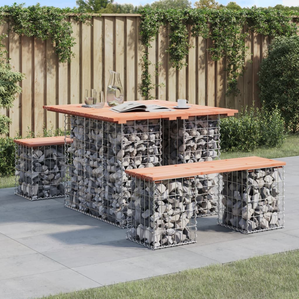 havebord gabiondesign 100x102x72 cm massivt træ Douglas