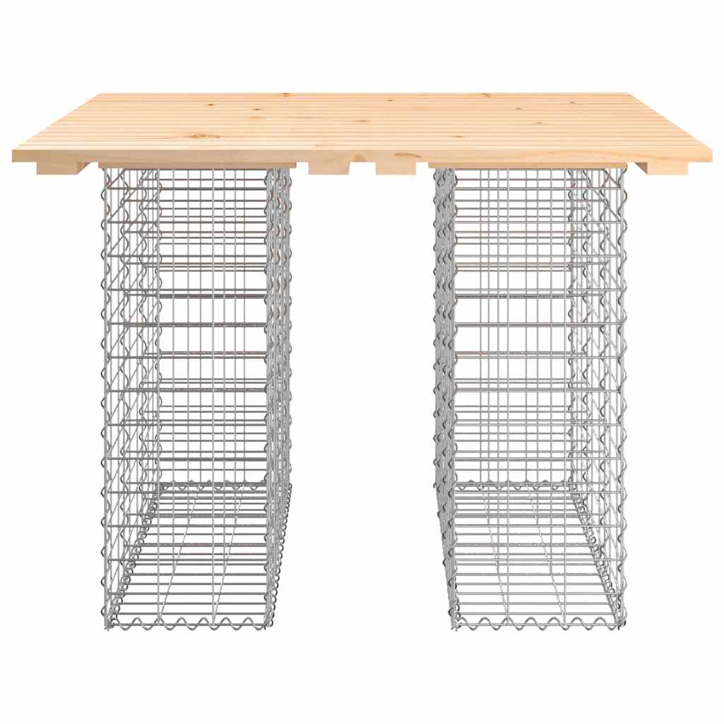 havebord gabiondesign 100x102x72 cm massivt træ fyrretræ