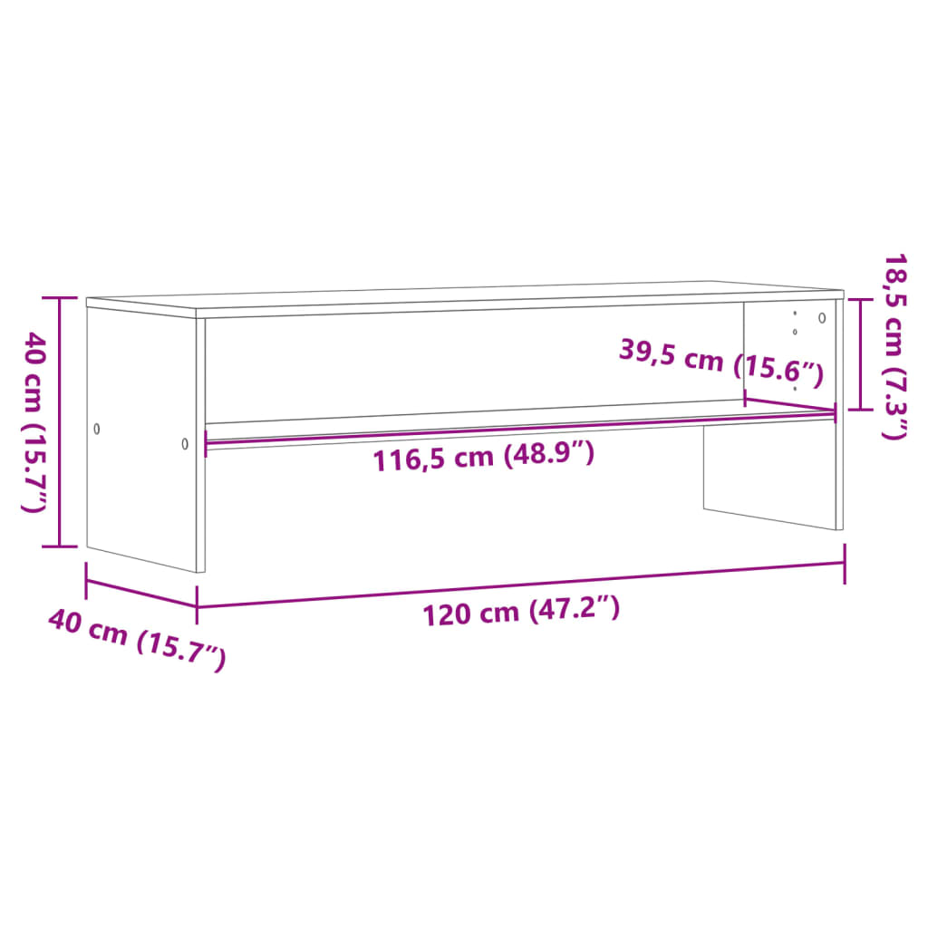 tv-bord 120x40x40 cm konstrueret træ grå sonoma-eg