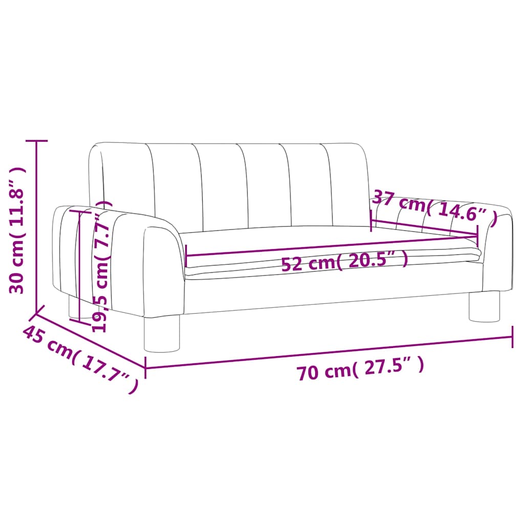 sofa til børn 70x45x30 cm stof lysegrå