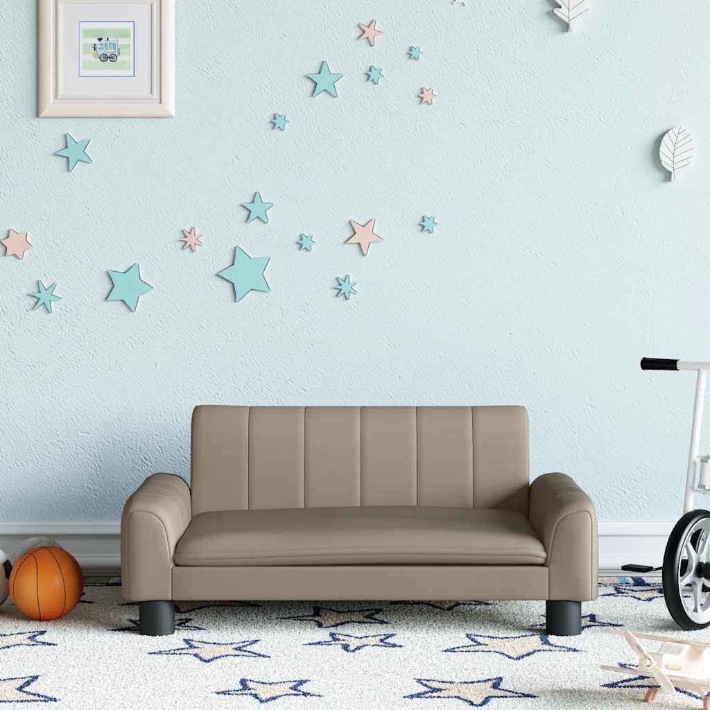 sofa til børn 70x45x30 cm kunstlæder cappuccinofarvet