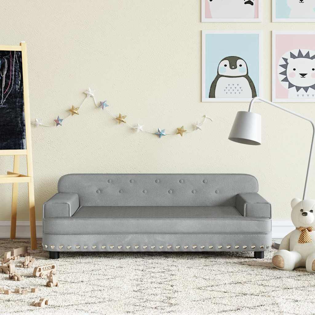 sofa til børn 90x53x30 cm velour lysegrå