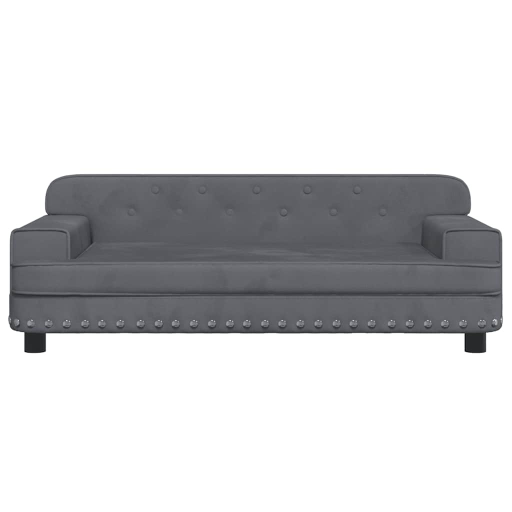 sofa til børn 90x53x30 cm velour mørkegrå