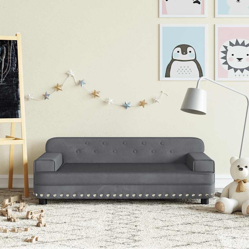 sofa til børn 90x53x30 cm velour mørkegrå