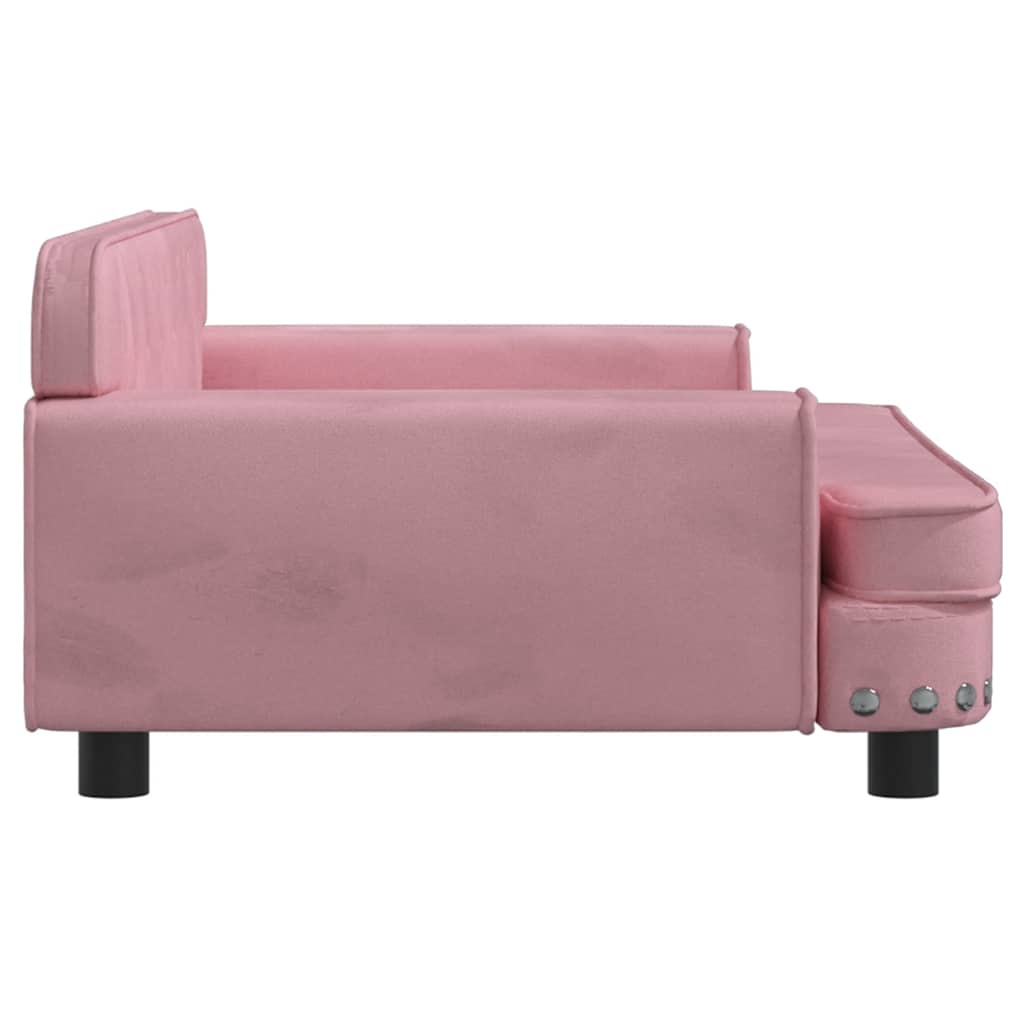 sofa til børn 90x53x30 cm velour lyserød
