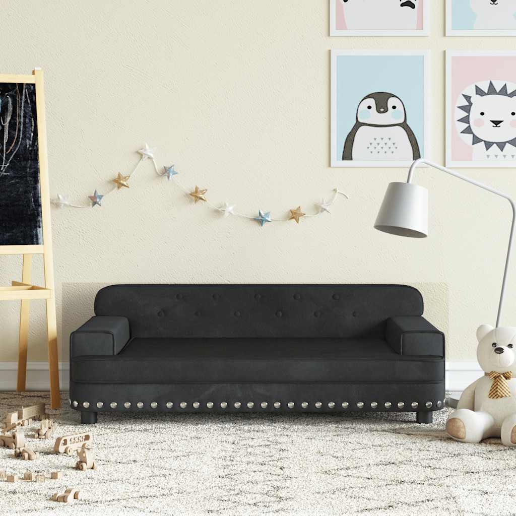 sofa til børn 90x53x30 cm velour sort