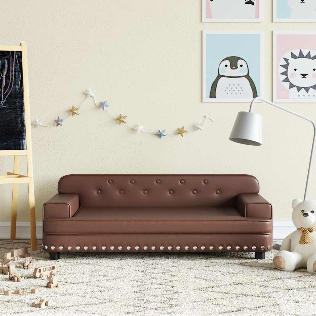 sofa til børn 90x53x30 cm kunstlæder brun