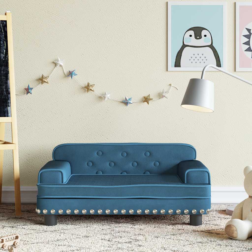 sofa til børn 70x45x30 cm fløjl blå