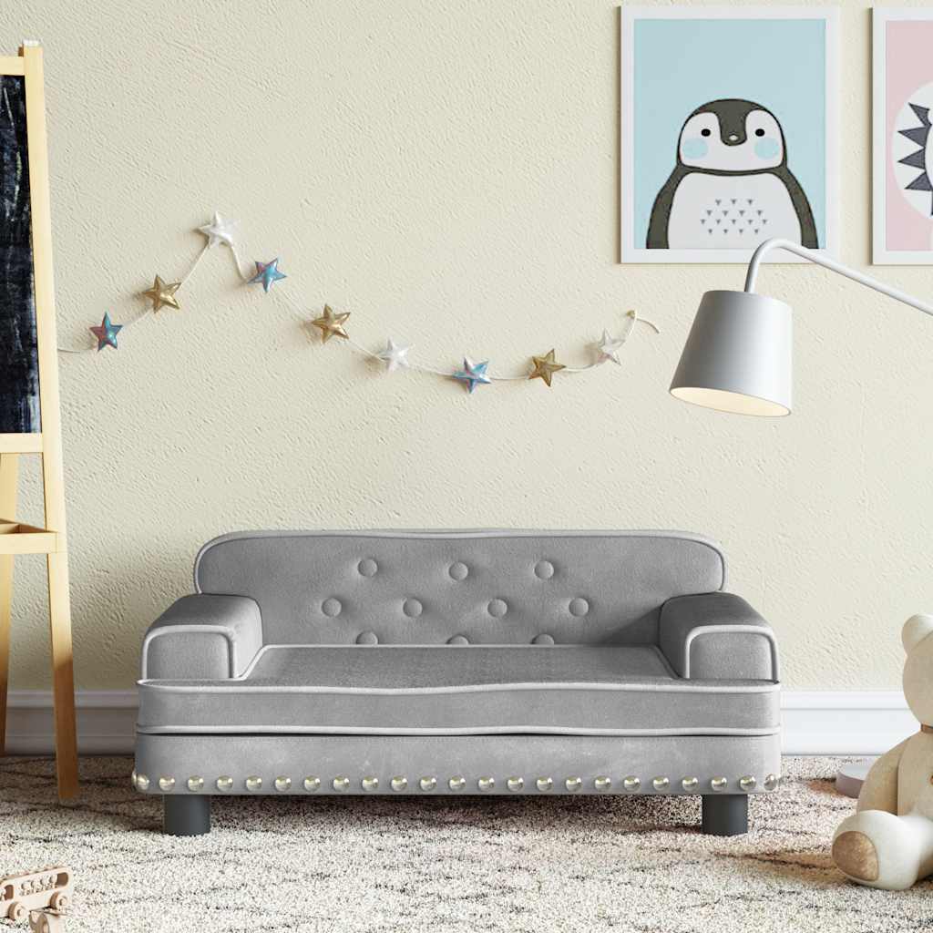 sofa til børn 70x45x30 cm fløjl lysegrå