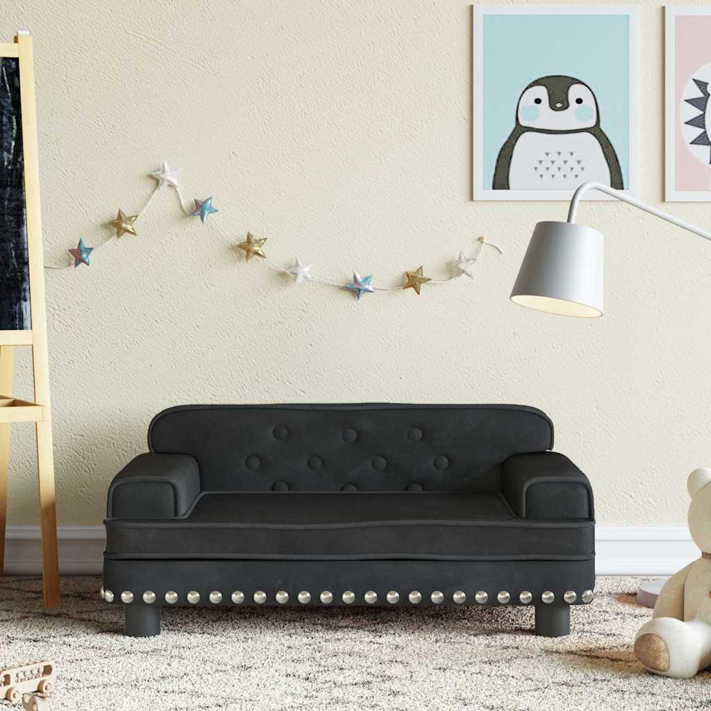 sofa til børn 70x45x30 cm fløjl sort