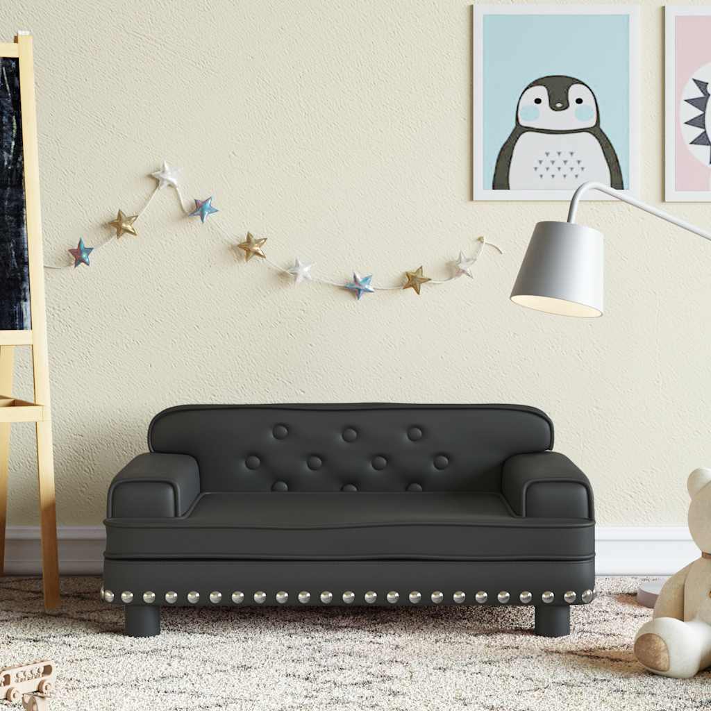 sofa til børn 70x45x30 cm kunstlæder sort