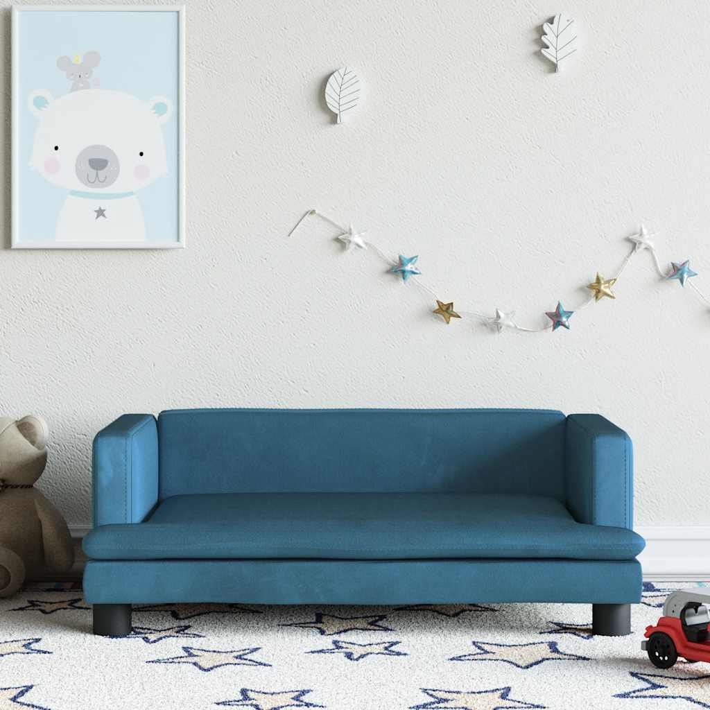 sofa til børn 80x45x30 cm velour blå