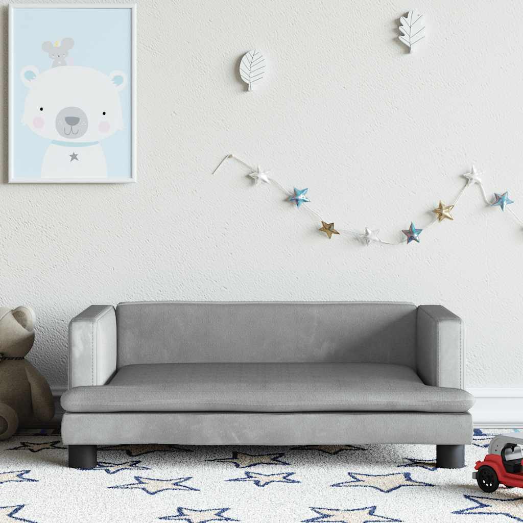 sofa til børn 80x45x30 cm velour lysegrå