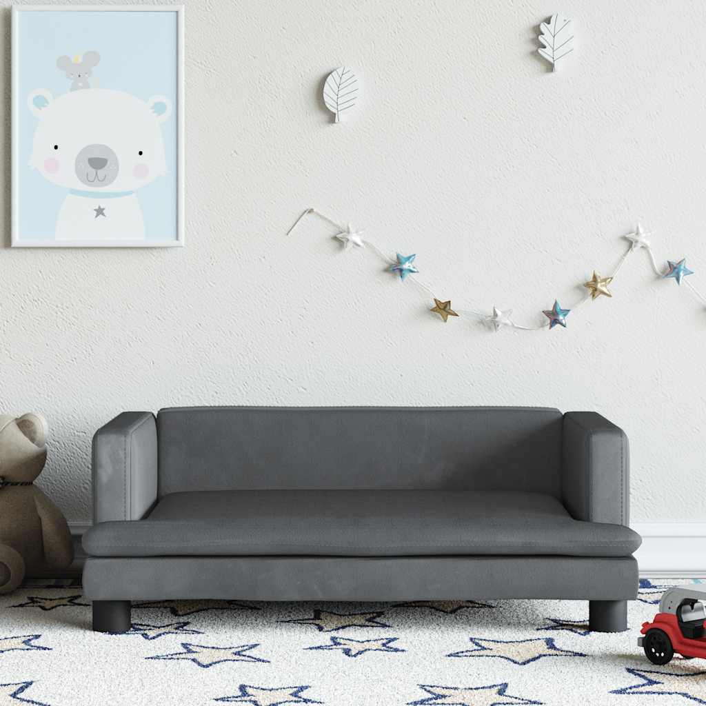 sofa til børn 80x45x30 cm velour mørkegrå
