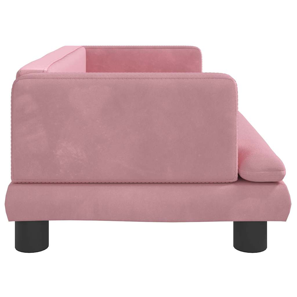 sofa til børn 80x45x30 cm velour lyserød
