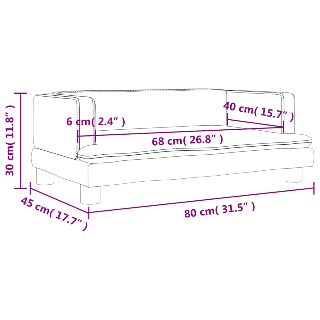 sofa til børn 80x45x30 cm velour sort