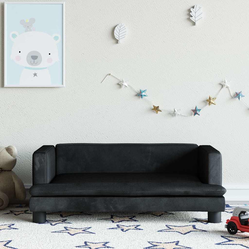 sofa til børn 80x45x30 cm velour sort