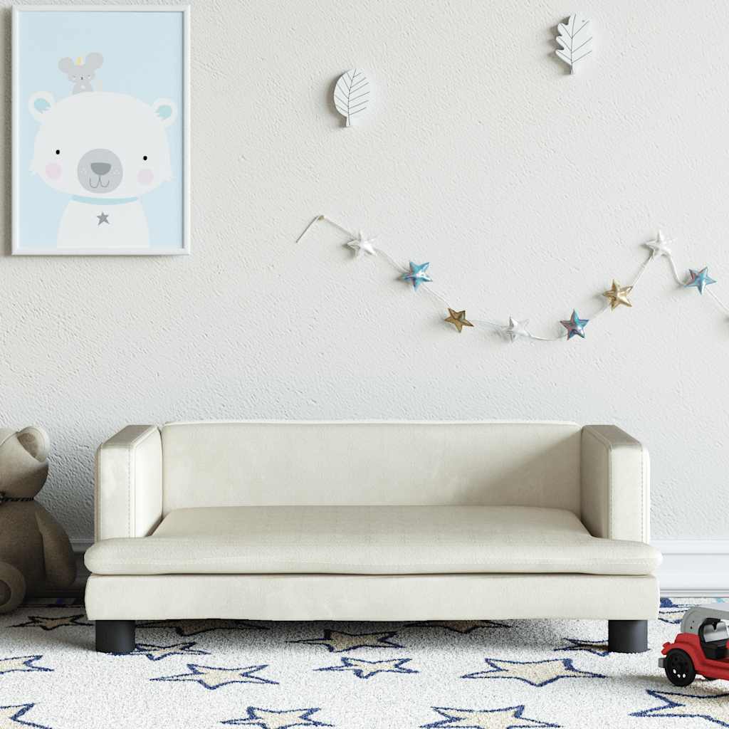 sofa til børn 80x45x30 cm velour cremefarvet