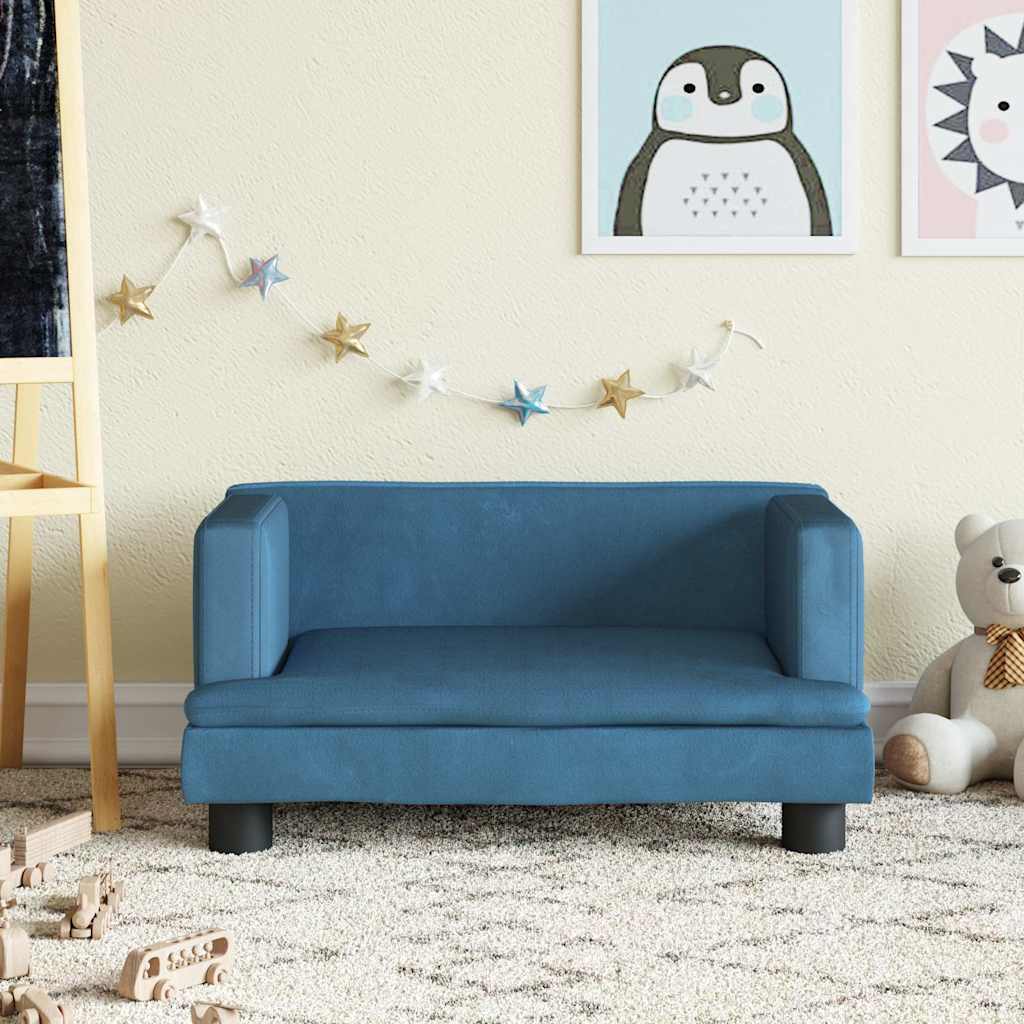 sofa til børn 60x40x30 cm velour blå