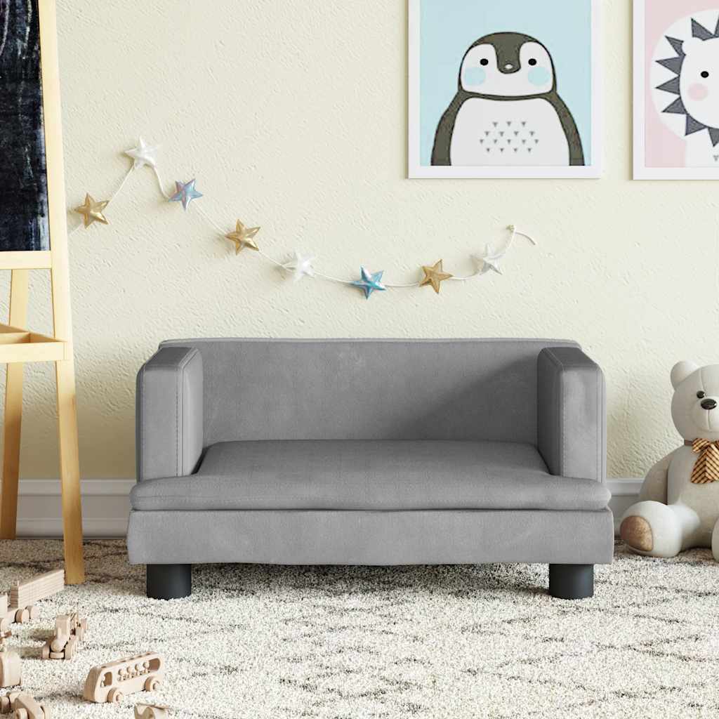 sofa til børn 60x40x30 cm velour lysegrå