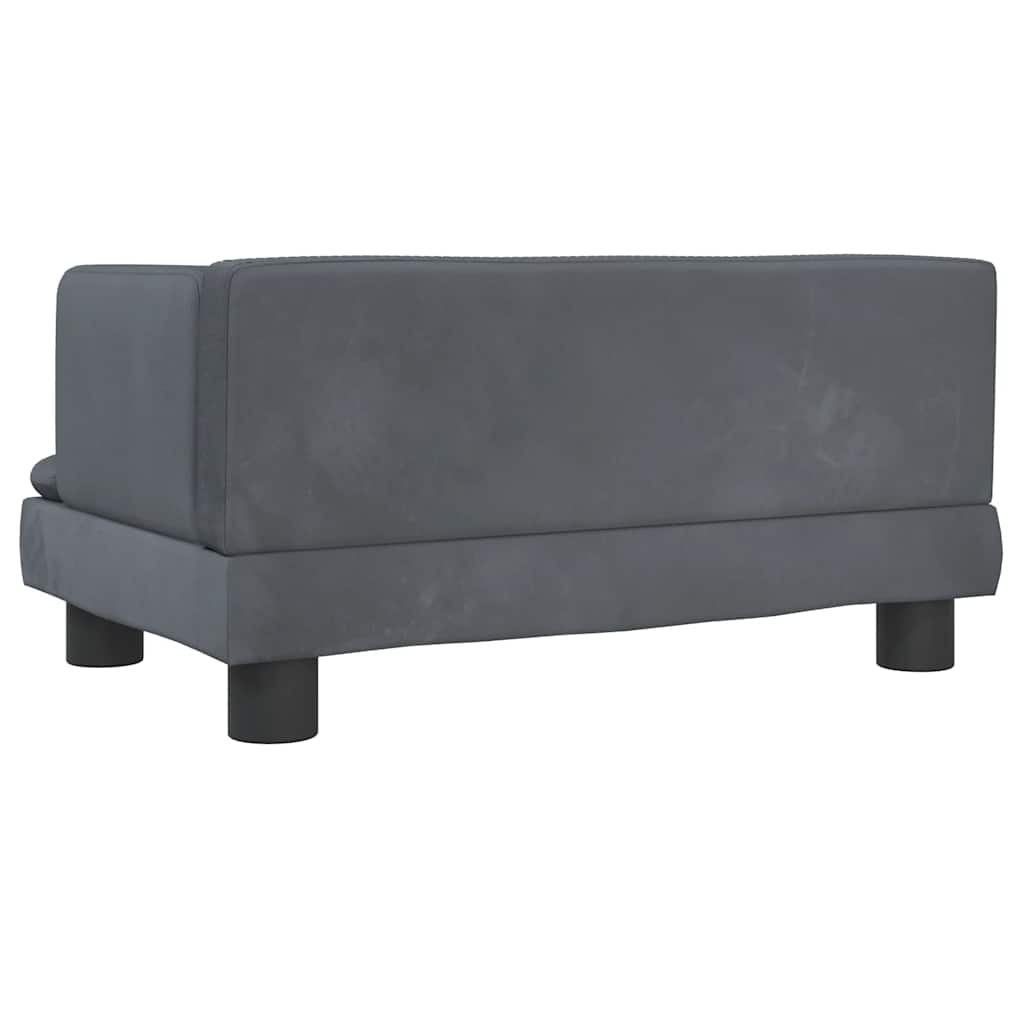 sofa til børn 60x45x30 cm velour mørkegrå